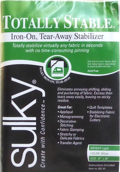 Sulky Totally Stable Iron-on, Tear-Away Stabilizer 1 Yard White