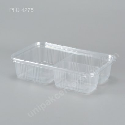กล่องอาหาร 3 ช่อง PP ใส 900 ml + ฝา PET ใส
