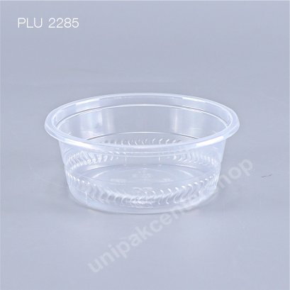 ถ้วยพลาสติกนึ่ง PP ใส  6 oz  ปาก 95 mm มีแถบลาย (TL-6S)