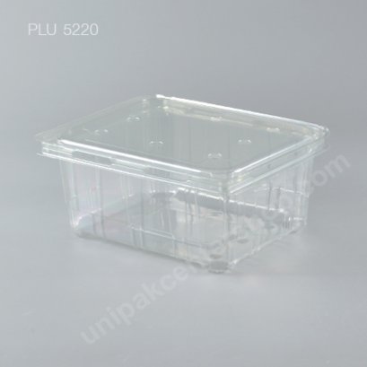 กล่อง PET ใส(1000g) ใส่ผลไม้ + ฝาในตัวเจาะรู (Fruit Container with Lid & Perforation)