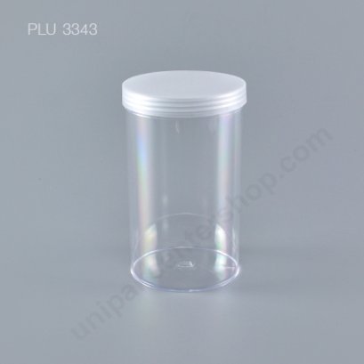 กระบอก PS แข็งใส 550 ml + ฝาขาว (Cylinder Hard Plastic Case No.0791)
