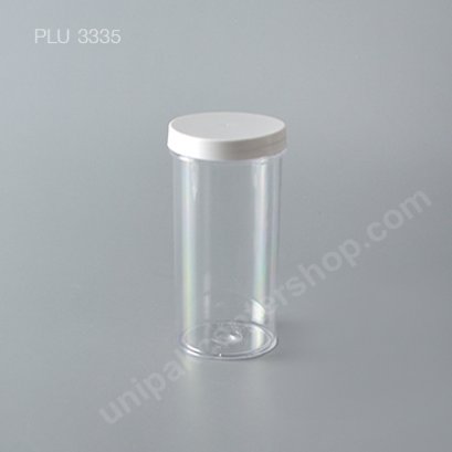 กระบอก แข็งใส 420 ml + ฝาขาว (Cylinder Hard Plastic Case) NO0775+1