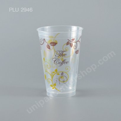 แก้ว น้ำดื่ม Rigid PP ใส 16 oz. ปาก 98 mm ลาย The Coffee