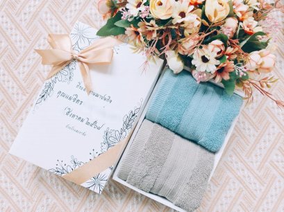 ของชำร่วยงานศพ ผ้าเช็ดผมพรีเมี่ยม cotton 100%