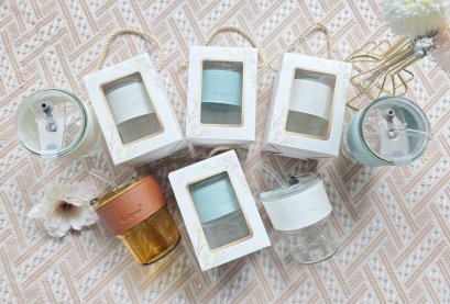 ของชำร่วยงานศพแก้วกาแฟพร้อมที่จับหนัง + กล่องพรีเมียม
