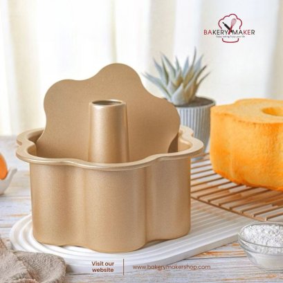 พิมพ์เค้กปล่องเทฟล่อน Bundt ทรงดอกไม้ (ปล่องถอดได้)