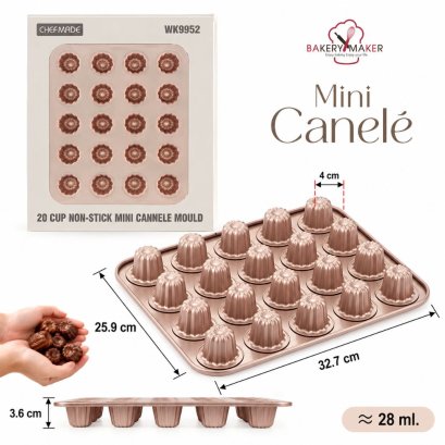 แม่พิมพ์คานาเร่เทฟล่อน Mini Canelé 20 หลุม CHEFMADE