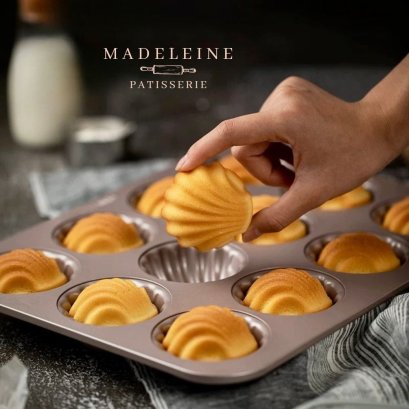 พิมพ์มาเดอลีน 12 หลุม Madeleine Teflon Chefmade หอย