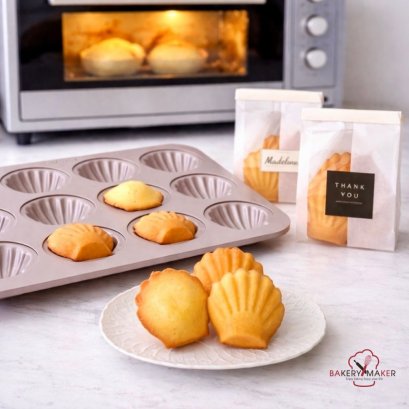พิมพ์มาเดอลีน 12 หลุม  Madeleine Teflon Chefmade (หอยเชลล์)