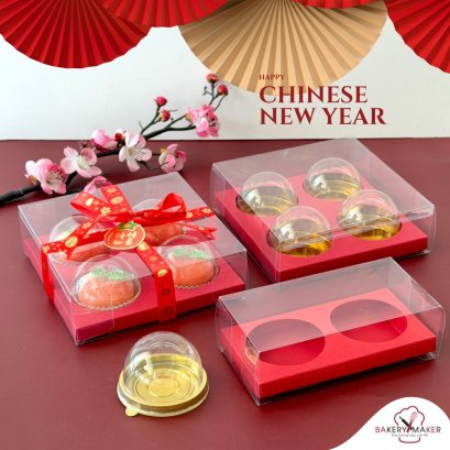 กล่องพลาสติกฐานแดง 2/4 ช่อง ไม่รวมโดม/โบว์ (5 ใบ)