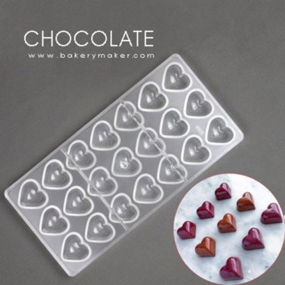 พิมพ์ช็อคโกแลต Bonbon Polycabonate รูปหัวใจ 21 ช่อง