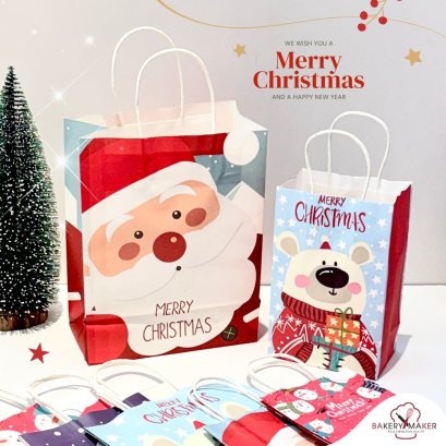 ถุงหิ้วกระดาษพิมพ์ลายคริสต์มาส Christmas 5 ใบ