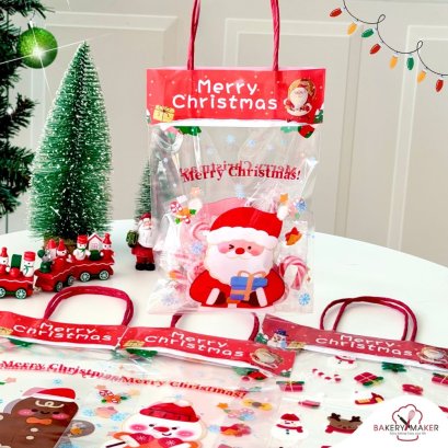 ถุงหิ้วพลาสติกพิมพ์ลายคริสต์มาส Christmas 10 ใบ