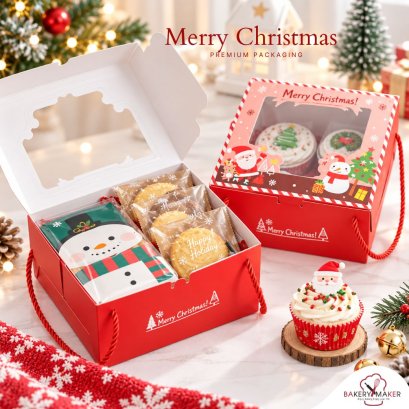 X'mas กล่องคัพเค้ก มีเชือกหิ้ว