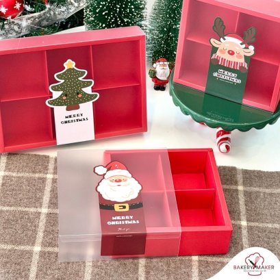 กล่องสีแดง พร้อมสติกเกอร์คละลาย 6 ใบ