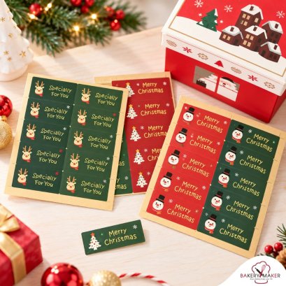 สติกเกอร์ Merry Christmas พิมพ์ทอง 3 แบบ