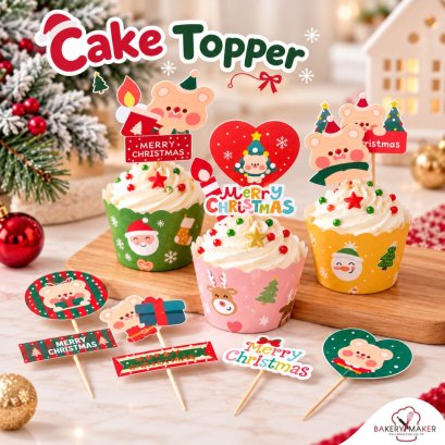 เซ็ทป้ายปักคละลายคริสต์มาส 14 ชิ้น Christmas Topper