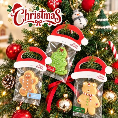 เซ็ทถุงใสพร้อมหูหิ้วแซนต้า Santa Cookies Set 12 ชุด