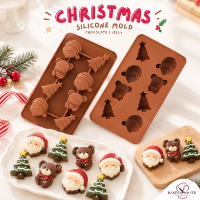 Christmas พิมพ์ซิลิโคนคละลาย 8 หลุม