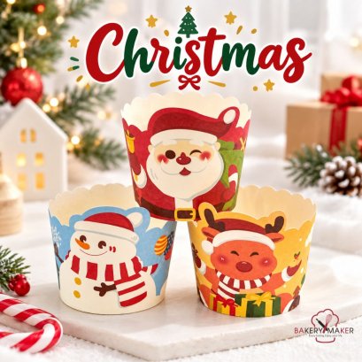 ถ้วยคัพเค้กคริสต์มาส Christmas คละ 3 ลาย 50 ใบ