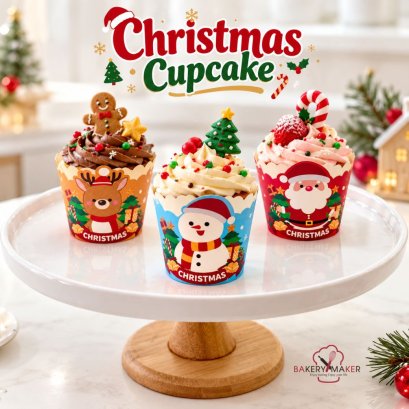 ถ้วยคัพเค้กคริสต์มาส Christmas คละ 3 ลาย 50 ใบ