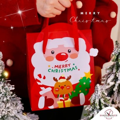 ถุงหิ้วลายแซนต้าคริสต์มาสหูหิ้ว 5 ใบ Christmas bag