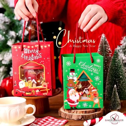ถุงหิ้วกระดาษลายคริสต์มาส Christmas bags 5 ใบ