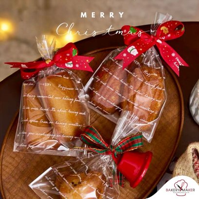 ถุงพลาสติกมีก้นพิมพ์ลายอักษร 20 ใบ ไม่รวมโบว์&amp;ระฆัง