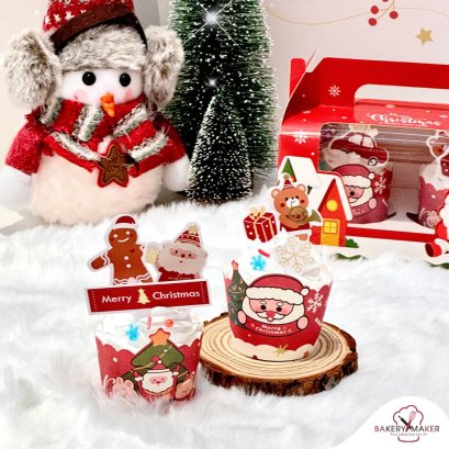 ถ้วยคัพเค้กคริสต์มาส Christmas คละ 2 ลาย 50 ใบ