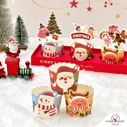 ถ้วยคัพเค้กคริสต์มาส Christmas คละ 3 ลาย 50 ใบ