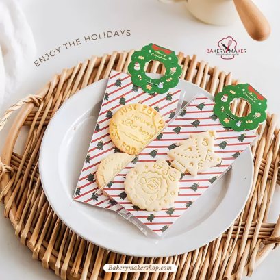 เซ็ทถุงคุกกี้ พร้อมกระดาษรอง,หัวถุง X&#039;mas 10 ชุด