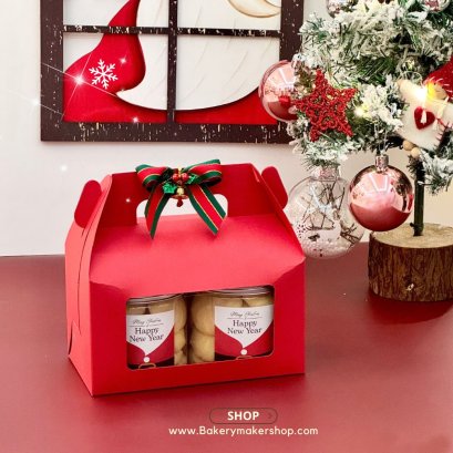 กล่องกระดาษสีแดง หูหิ้ว 5 ใบ