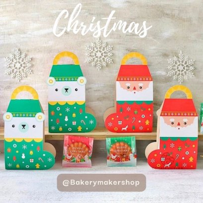 กล่องหูหิ้ว X&#039;mas ทรงถุงเท้า (5 ใบ)