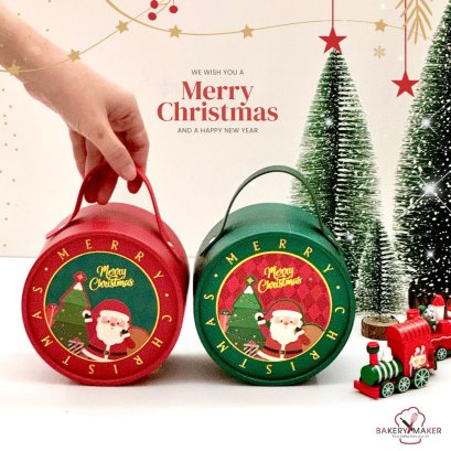 กล่องกลมทรงแข็งหูหิ้ว Christmas 1 ใบ