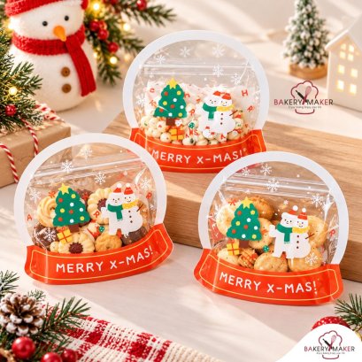 X'mas ถุงซิป Snow Globe ใส แพค 10 ใบ