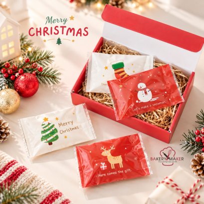 ถุงซีล แดง-ขาว X'mas แพค 50ใบ คละ 4 ลาย