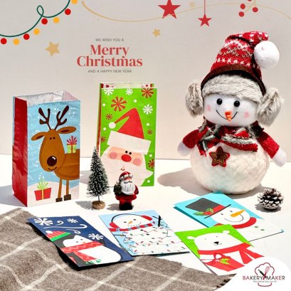 เซ็ทถุงกระดาษพิมพ์ลายคริสต์มาสคละ 6 ลาย 12 ใบ