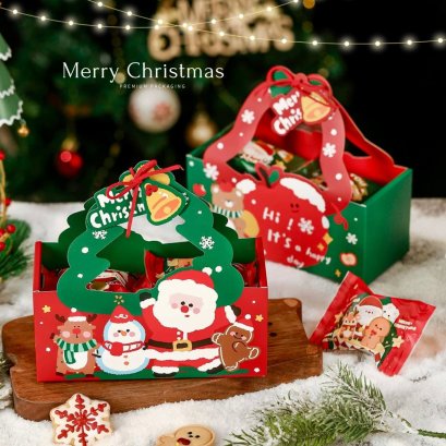 กล่องกระดาษหูหิ้วลายแซนต้า/สโนว์แมน Christmas 5 ใบ