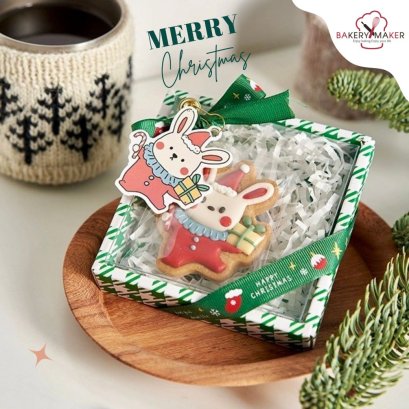 กล่องฝาใสทรงจัสตุรัส Houndstooth (5 ใบ) ไม่รวมโบว์