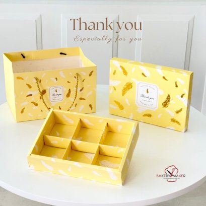 เซ็ทกล่อง 6 ช่อง ลายขนนก Thank You 1 ชุด