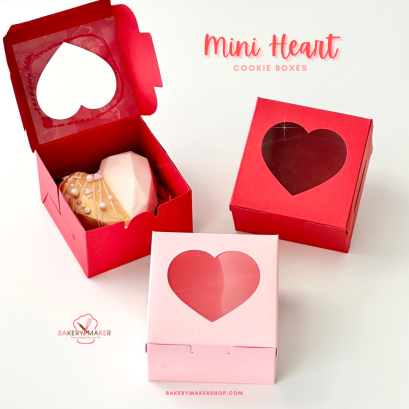 กล่องกระดาษ หน้าต่างใส หัวใจ ฝาพับ แพค 10 ใบ