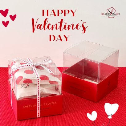 กล่องกระดาษครอบพลาสติกใส ไม่รวมโบว์ 5 ใบ  Valentine