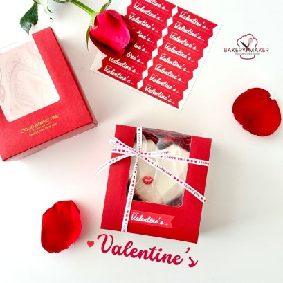 กล่องกระดาษสีแดงหน้าต่างข้าง 5 ใบ Valentine