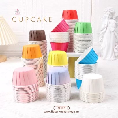ถ้วยคัพเค้กกระดาษ ปากม้วน 100 ใบ (L 5039)