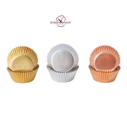ถ้วยกระดาษคัพเค้กจีบ สีเมทัลลิค 5 สี แพค 100ใบ