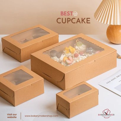 กล่องคัพเค้ก 1-12หลุม คราฟท์ (5ใบ)