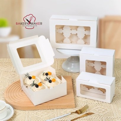 กล่องคัพเค้ก พร้อมหลุม ขาว (5ใบ)