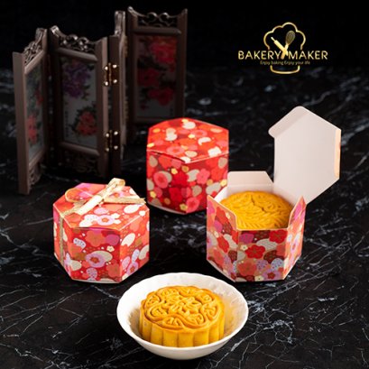 กล่อง 6 เหลี่ยม 10 ใบ ขนมไหว้พระจันทร์