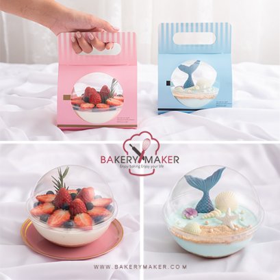 เซ็ทกล่องพลาสติกกลม + กระดาษหิ้ว