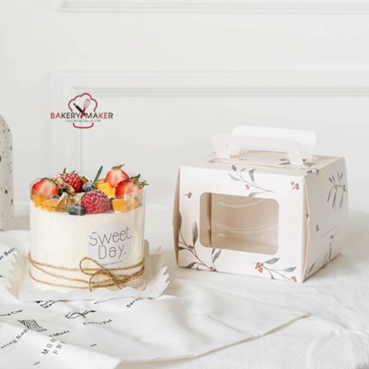 กล่องเค้ก ลายใบไม้ 1/4 ปอนด์ 5 ใบ